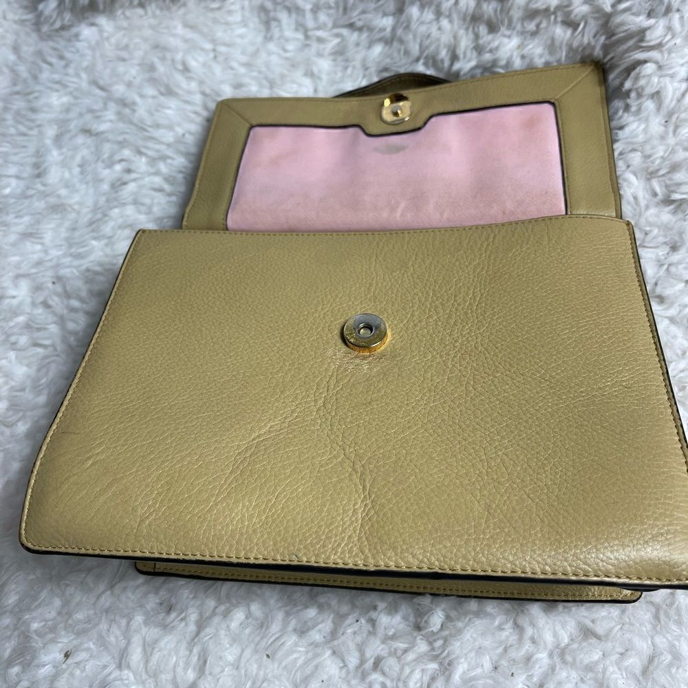 LUANA Italy  khaki leather Satchel gold & silver tone logo . - Picture 9 of 13
